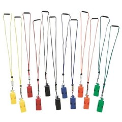 Loud Pealess Whistles with Breakaway Lanyards – 12 Pack, 6 Colors, ABS Plastic