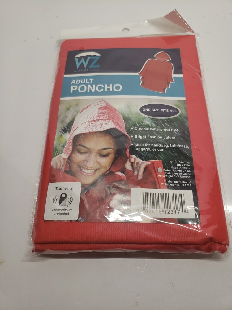 » NIP » Weather Zone One Size Fits All Orange Adult Poncho » GREAT ITEM «