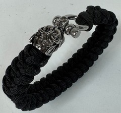 Black Paracord Wolfs Head Celtic Nordic Clasp Woven Survival Style 8.5″ Bracelet