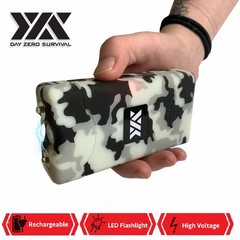 CAMO Max Power DZS700 Stun Gun for Self Defense Zebra Print w/ Flashlight, Pouch