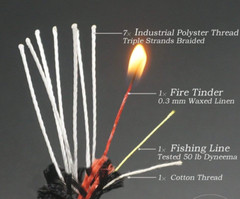 Fire Starter Bracelet Black Survival Paracord Adjustable & EZ Deploy!!