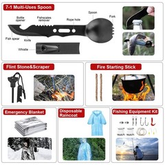 Survival Kit, 251 Pcs Gear First Aid Kit with Large, Camouflage
