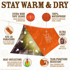 Don’t Die In The Woods – Survival Tent – Made with 2 Person, Orange