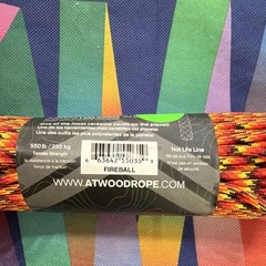 Atwood Rope MFG 550 Paracord 100 ft Fireball 550 lb Nylon Made in USA