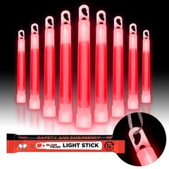 Glow Fever Emergency Safety Military Grade Sticks; 10pcs, 6″ 10PCS, Red