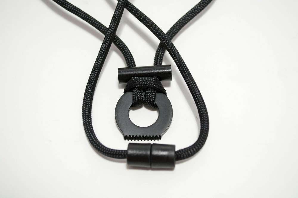 Breakaway Fire Starter Necklace With Black Paracord Survival Cord