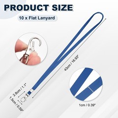 10Pcs 16.9″ Polyester Flat Lanyard with Lobster Clasp for , Navy