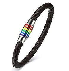 Titanium Stainless Steel Rainbow LGBT Pride 2 Pack (7.48″ Lesbian/Female))