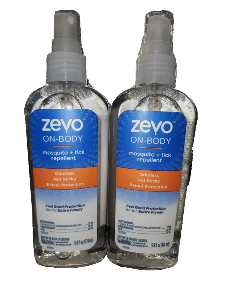 Lot of 2 Zevo On-Body Mosquito Tick Repellent Odorless Not Sticky 8 Hr Protectio