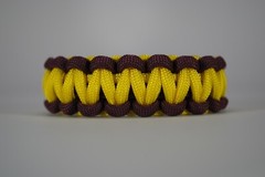 550 Paracord Survival Bracelet Cobra Burgundy/Yellow «Made in the USA»