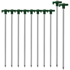 Nexboraque 10 Pack Tent Stakes – 9.75 Inch Galvanized Non-Rust Green 10Pcs