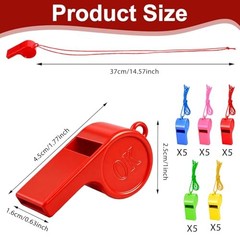 25 Pcs Whistles, 120dB Loud Referee Whistles with Lanyards, Referees Loud