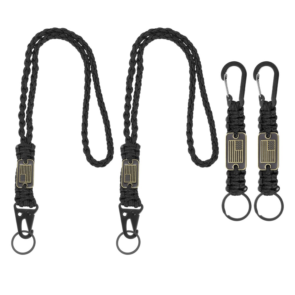 Paracord Keychain Carabiners Clip, 4Pcs& 21.7/6″ & Black