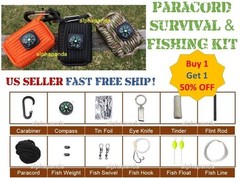 Paracord Survival Gear Compass Fire Prepper Camping Fishing Hiking Bug Out