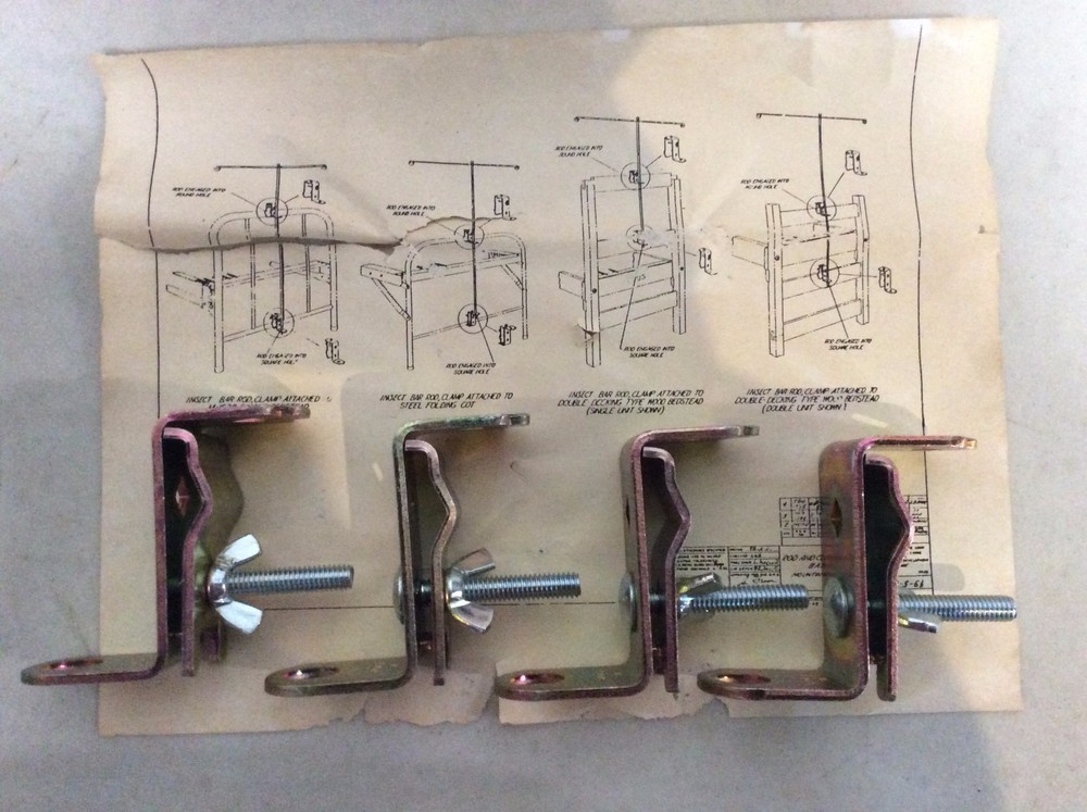 VINTAGE USGI LOT OF 4 INSECT BUG NET PROTECTOR CLAMP FOR COT BUNK BEDS CAMPING
