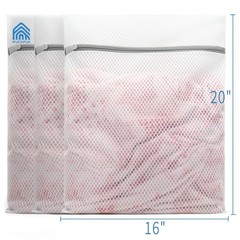 Muchfun 3Pcs Durable Honeycomb Mesh Laundry Bags for Delicates 3 Large, White