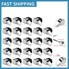 Durable Aluminum Sports Whistles (24 Pack) with Lanyards for Coaches & Referees