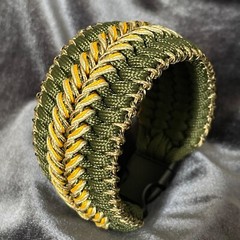 Paracord Bracelet Stitched army green wide