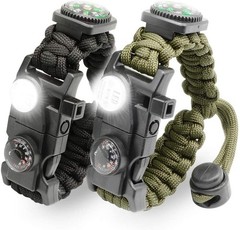 20 in 1 Paracord Bracelet, Adjustable Gear Kit with SOS Light, Fire Starter, …