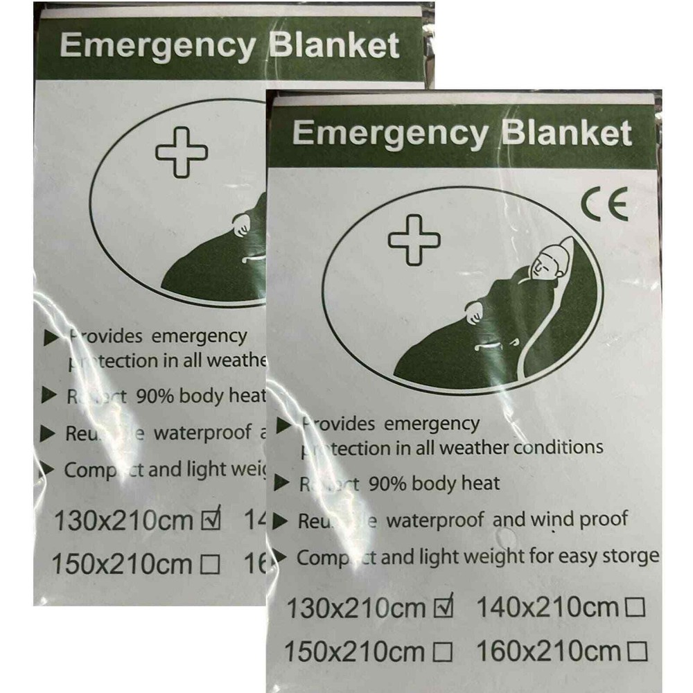 (2-PK) Emergency Blankets 51.18″ x 82.68″ (130x210cm) Must For Camping / Hiking