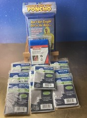 Blue COLEMAN Hooded Poncho~Universal Size~Plus 10 Emergency Ponchos + 1 Reusable