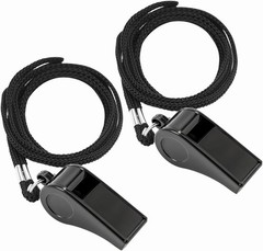 JKQAGD 2PCS Sports Whistles with Lanyard, Loud Crisp Sound Whistle Black