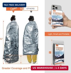 6 Pack – Large 82″ x 62″ Survival Emergency Mylar Thermal Blankets, Thermal Surv