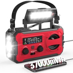 Weather Radio Large Battery Emergency Radio, Survival Gear 10000mAh Red-Black