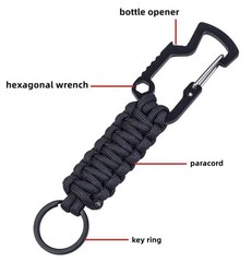 Multi-function Bottle Opener Carabiner Keychain, Paracord Keychain