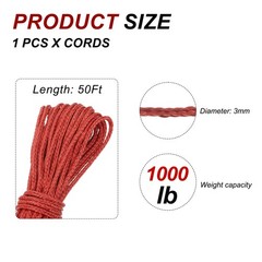 Red 1000lb 3mm Diameter 50Ft Fishing Line Wind Chime String Kite Line