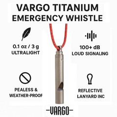 Vargo Titanium Emergency Whistle – Ultralight 100+ dB Pealess Multicolor