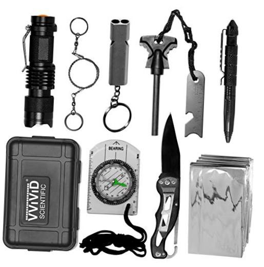 10 in 1 Emergency Tactical Gear Survival Kit Knife Blanket Compass Fire