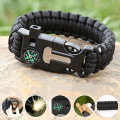 Paracord Wristband for Outdoor Sport Tactical Survival, Black