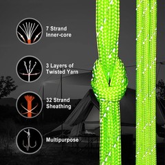 Reflective Paracord Rope 7 Strand Type III Parachute Cord 4Mm 100Ft / 200Ft for