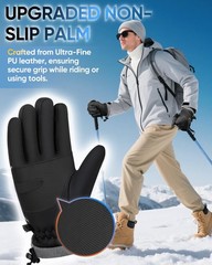 GoSkala Winter Gloves for Women Men, Waterproof and Warm, X-Large, Black