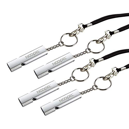 Emergency Whistles Lifeguard Safety Whistle with Lanyard and 4 Pack Silver
