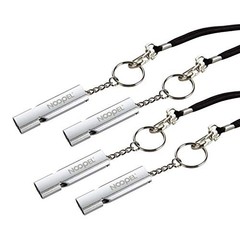 Emergency Whistles Lifeguard Safety Whistle with Lanyard and 4 Pack Silver