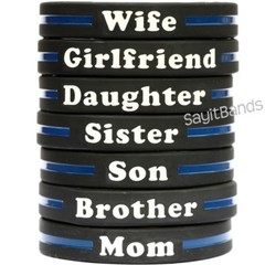 Thin Blue Line Wristband Bracelet – Your Choice of Family Member Police Band