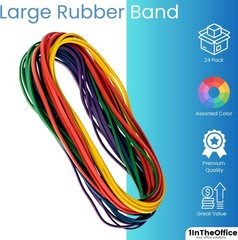 1InTheOffice Large Big Rubber Bands, 24/Pack 24 Assorted