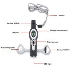 Outdoor Camping Rescue 7-in-1 Multifunctional Gear Compass and Magnifying Glass
