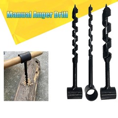 Outdoor Survival Hand Drill Carbon Steel Manual Auger Drill Self-Tapping Wood Pu