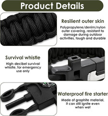 2x Paracord Bracelet Waterproof Outdoor Adjustable Survival emergency Knife Kit