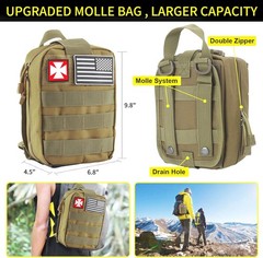 160 Pc Survival First Aid Kit Camping Hiking Hunting Outdoor Adventure Molle Bag