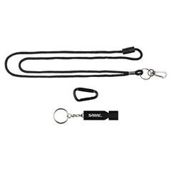 Sabre Emergency Safety Whistle Keychain Matte Black with Lanyard and Carabiner