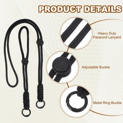 1Set Heavy Duty Paracord Keychain Lanyard for Keys , Black