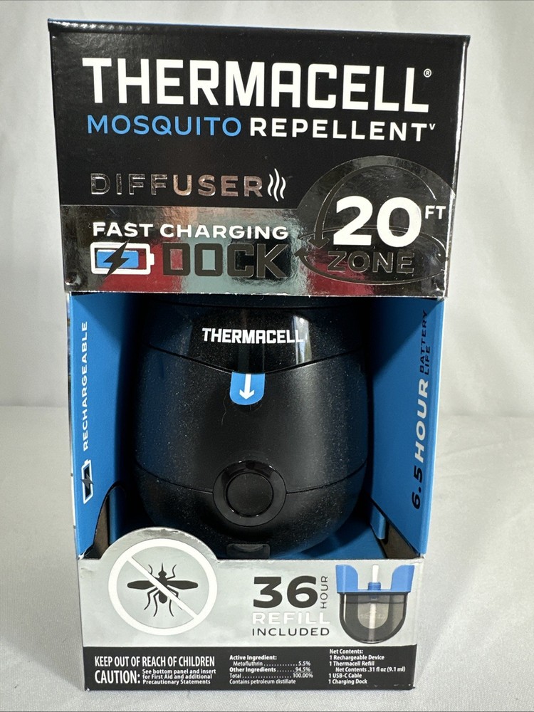 Thermacell E65 Mosquito Repellent Diffuser 20ft Zone 36Hr Refill Dock NEW