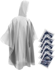 Disposable Adult Rain Ponchos 5 Pack Waterproof Emergency Rain Gear