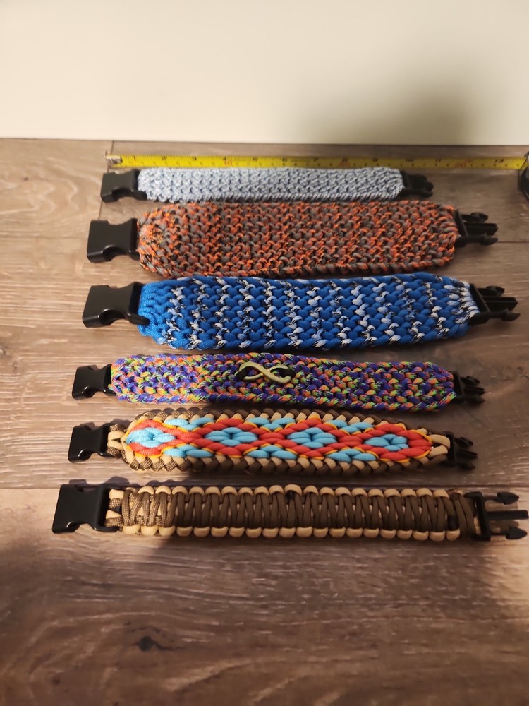 LOT: (6) Paracord Survival Bracelet – Handmade Multicolor – Outdoor Camping Hike