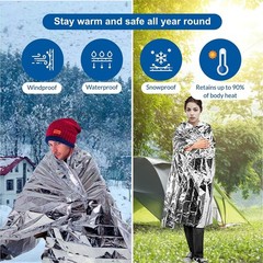 Emergency Thermal Blankets for Outdoor Survival – 10 Count, 52″ x 84″ Silver