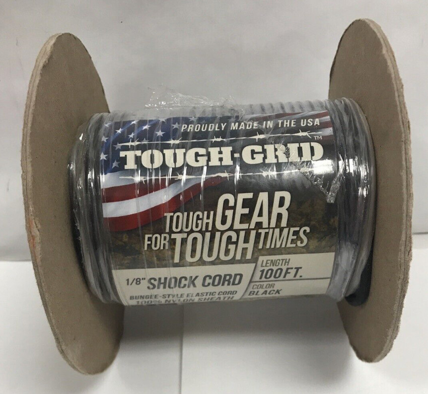 TOUGH-GRID 1/8″ Shock Cord 100% Nylon Sheath for Superior Quality 100ft – Black